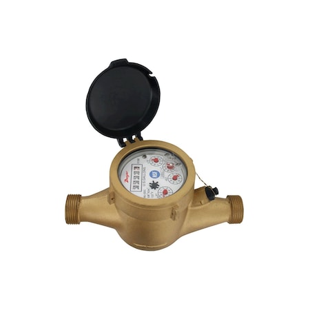 Dwyer Instruments Multi-Jet water meter, 1-1/2" pipe size, NSF Certified, brass body with 10 gal pulse output. WNT-A-C-07-10